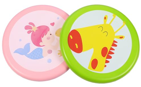 SOIMISS Lot de 2 Disques Volants Garçon et Filles en PU Souple Assiette Volante Sécurisé Couleurs Vert Long-Cou et Rose Sirène pour Jeux D’Extérieur et Coordination Œil-Main