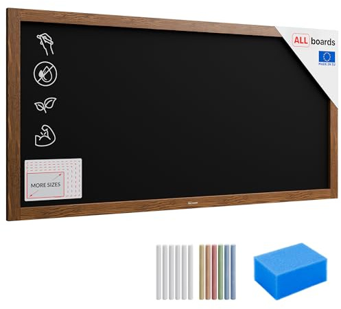 ALLboards Kreidetafel mit lackiertem Holzrahmen 120x60cm, Schwarz, Schreibtafel, Kreide, Schreibtafel zum Aufhängen, Wand Tafel Holz, Tafel gastronomie, Kreidetafel wand