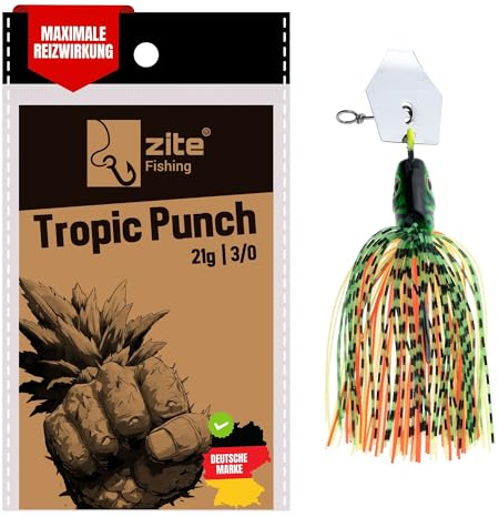 Zite Fishing Inzite Blader Chatter-Jigs | Bladed Jig Köder in 10g 16g & 21g | Intensive Vibrationen & 6 Farben | Trailerfähig mit scharfem Einzelhaken