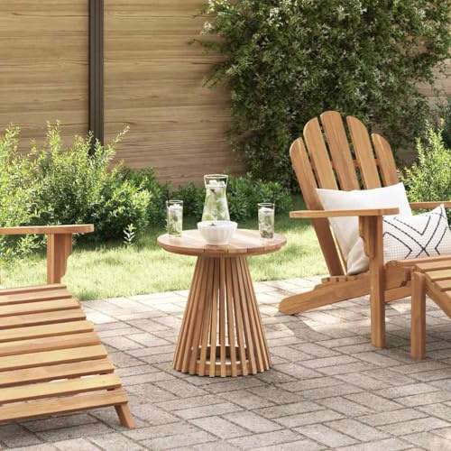 Owoxanthellate Gartentisch klappbar aus Teak Massivholz 50 cm rund wetterfest Mattschwarz Modernes Design Robustheit und Langlebigkeit für Balkon Terrasse und Lounge