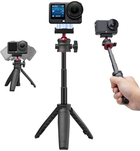 GuileKeys Trípode Camara, Selfie Stick Telescópico para Osmo Nano/Action 6 | Palo Selfie con cabeza de bola de 360°, monopod extensible de 26,9 cm, cierre rápido magnético, Soporte de vlogging accesorio