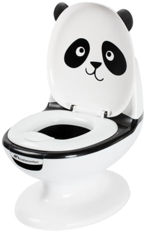 Bebeconfort Kindertöpfchen, Mini-WC für Kinder von 1-3 Jahren, 0-20 kg, Sound, Spritzschutz, abnehmbare Wanne, leicht zu reinigen, Gummifüße, Black Panda