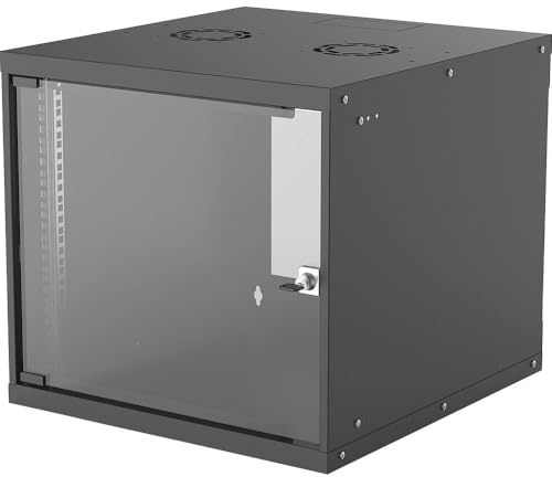 Intellinet Network Cabinet, Wall Mount (Basic), 9U, 560 mm Deep, Black, Flatpack, Max 50 kg, Glass Door, 19 Inch, Three Year Warranty