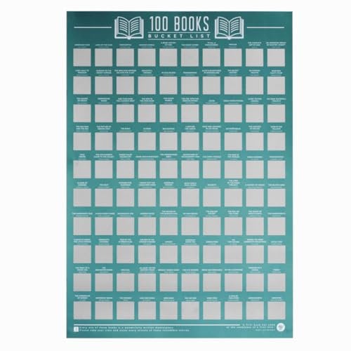Gift Republic GR630003 Poster zum Freirubbeln mit 100 Buchtiteln, blau, 42 x 59,4 x 0,02 cm (englischsprachig)