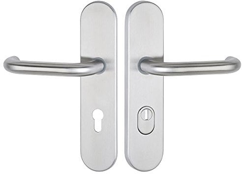 Hermat HT-Schutz-Drücker-Garnitur 1801 - Basic 01 | 92mm | mit Zylinderabdeckung | Türstärke 64-83mm | Edelstahl matt |