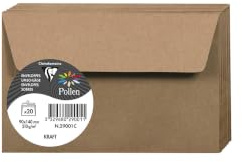 Clairefontaine 29001C - Packung mit 20 Umschläge Pollen, selbstklebend 9x14 cm 120g, Kraftbraun