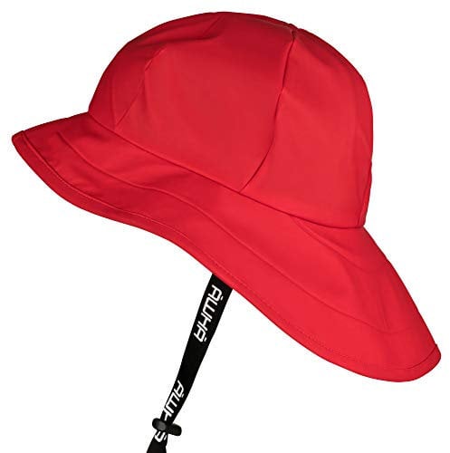 AWHA Südwester Regenhut rot/Unisex - wasserdichte Mütze mit breiter Krempe und Ohrenklappen