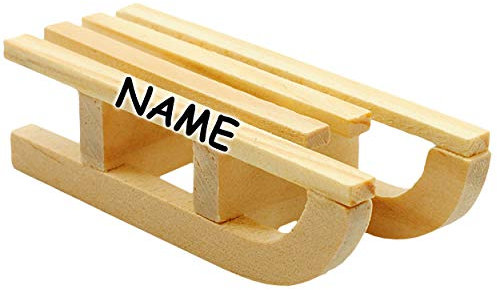 alles-meine.de GmbH 5 Stück kleine XS - Deko - Schlitten - incl. Name - aus Natur Holz - 5,5 cm - Miniatur/Diorama - Weihnachtsdeko/Winter - Winterurlaub - Holzschlitte..