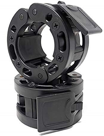 Clout Fitness Olympic Barbell Clamps Collars Quick Release Pair Weight Clips for 2 inch Barbell Black