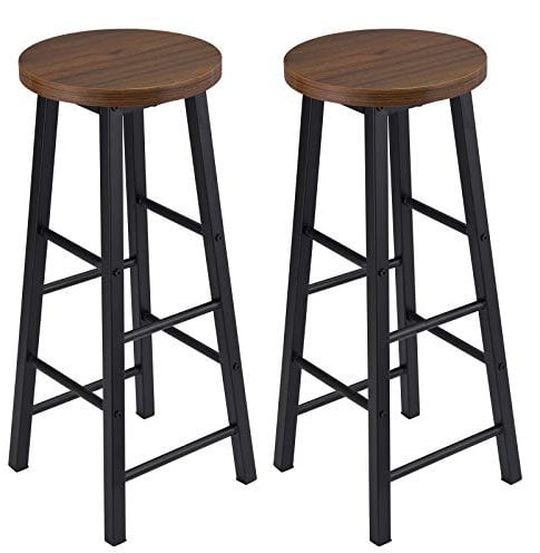 WOLTU 2X Barhocker Bistrohocker Tresenhocker Barstuhl, Gestell aus stabilem Stahl, Stizfläche aus MDF, Dunkelbuche