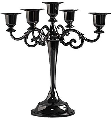 Queta Kerzenleuchter 5-armig Kerzenständer Candle Holder Kerzenhalter als Tischdeko für Weihnachten und Erntedankfest (Schwarz)