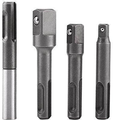 SDS Plus Stecknuss Adapter Set,4 Stück Set SDS Plus Schaft,1/4 3/8 1/2 SDS Plus Steckschlüssel Bohrer Schnellwechsel Hex Verlängerung Adapter Stecker Für Schrauben, Muttern, Bohrer und Hand Treiber