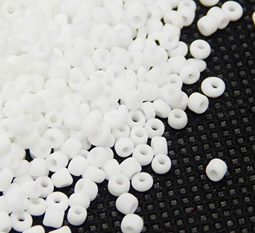 1100 cuentas de cristal de 4 mm, 6/0, abalorios, transparentes, pequeñas cuentas para niños, colores a elegir (blanco opaco)