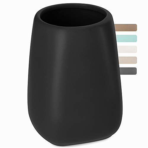 KADAX Badezimmerbecher, Zahnputzbecher aus Keramik, Badezimmer Cup, Zahnbürstenhalter, Wasser Cup, mattiert (Schwarz 2)