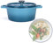 Bräter Gusseisen Rund Emailliert - Bratentopf mit Deckel für Backofen - Schmortopf Induktion Backofengeeignet - Kochtopf 4 Liter - Brottopf 24 cm Backofenfest - Blau