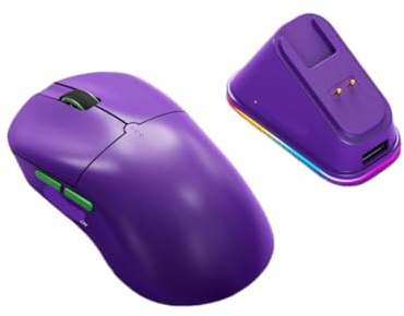 GRwzuPUEG Drahtlose Maus 2,4 G Wired Tri Mode PAW3311 RGB Magnetische Dock Gaming Maus Kompatibel mit Dark Alien X11 Pro(Purple)
