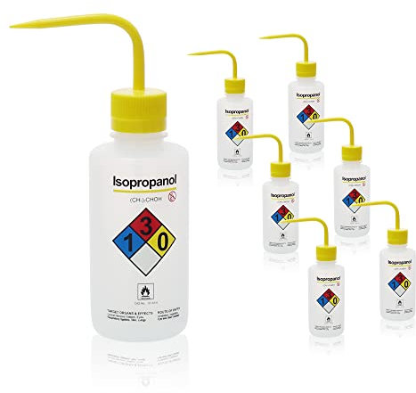 Okulab Isopropanol-Waschflaschen, Vol.500 ml, Quetschflasche mit schmalem Mund, selbstentlüftende Spritzflasche, LDPE-Material, WBI500A6, 6 Stück