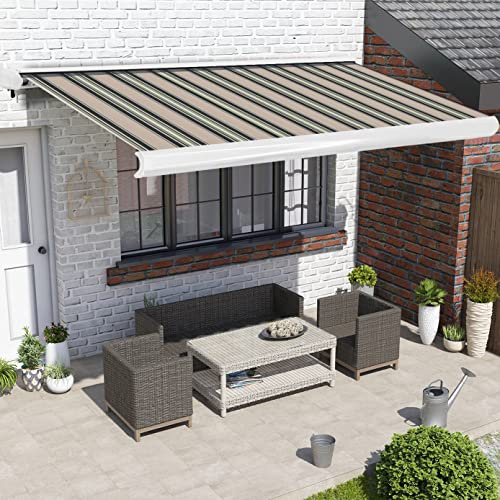 Blümme Full Cassette Electric Remote Controlled Awning Retractable Garden Patio Canopy Shade Sail 3x2.5M Multi-Stripe
