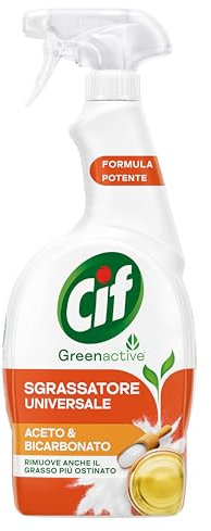 Cif Sgrassatore Universale, Sgrassatore Cucina con Aceto e Bicarbonato, 650 ml, per Pulire il Grasso Più Ostinato di Forno, Fornelli e Piano Cottura, con Agenti Pulenti di Origine Naturale
