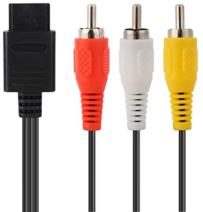 Câble AV N64, câble audio vidéo compatible avec Nintendo 64/N64/Gamecube/NGC/SNES TV Games, 1,8 m Composite 3 RCA plaqué or TV HDTV Display