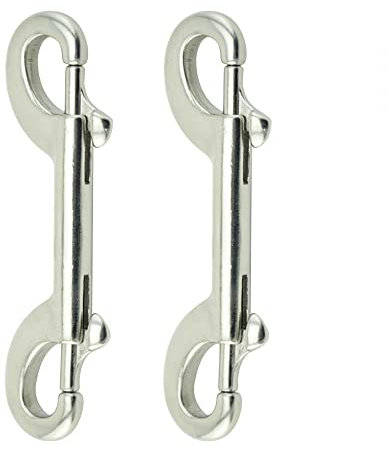 Doppel Karabinerhaken, 2 Stück Edelstahl Bolzenschnapper Ketten Schnapphaken, 115mm Doppelkarabinerhaken für Hundeleinen, Wassereimer, Pferdefutter, Hängematten