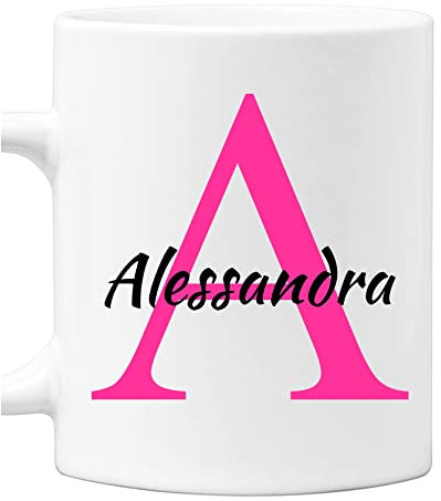 Colorfamily Tazza Mug PERSONALIZZABILE con Iniziale e Nome - Lettera A - 100% ceramica