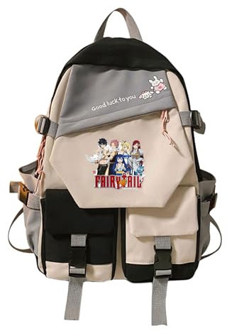 zhedu Fairy Tail Backpack Anime Rucksack Für Frauen Kawaii Design Student Canvas Jugend Outdoor Reiserucksack Laptop Book Bags (4)