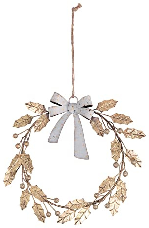 Vacchetti Giuseppe Decorazione Ghirlanda corona di Natale da appendere in metallo color oro, 6196170000
