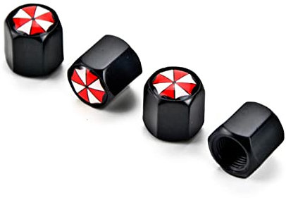 HZADY 4 X Umbrella Corporation Metall Auto Rad Reifen Ventilkappen Abdeckungen Autozubehör Kompatibel mit Ford Focus 2 3 Fiesta ST RS Mustang Mk1 (Color : Black)