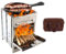 Estufa de leña para acampar con parrilla, plegable, para mochileros, supervivencia, cohete, estufa de acero inoxidable, para cocinar al aire libre, picnic, senderismo, barbacoa (plateada, pequeña)