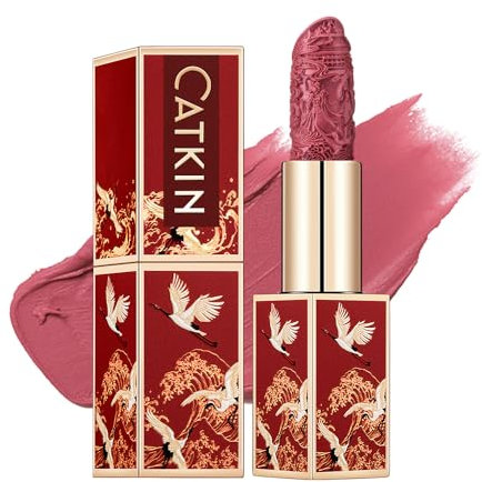 CATKIN Lippenstift Semi-Matt Finish, Nudetöne, Schimmernder mit Glänzender Oberfläche, Farbintensität Langanhaltend Pflegender Lippen-Stift, Vegane Formel