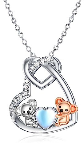 YAFEINI Koala Anhänger Kette für Damen 925 Sterling Silber Koala Herz Halskette Geburtstag Koala Schmuck Geschenke für Mama Tochter Schwestern (Koala Kette)