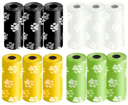 Sac a Crottes Chien Sacs Canines Biodégradables pour Chien 180 sachets à déjections Canines 12 Rouleaux