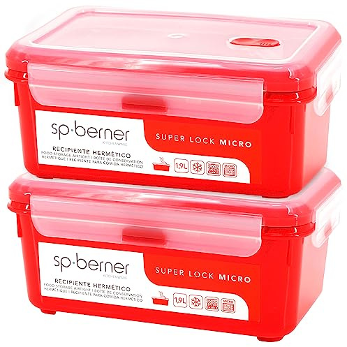 2 x 1,9 l, geeignet zum Dämpfen in der Mikrowelle, optimaler Transport und Lagerung von Lebensmitteln, Clipverschluss