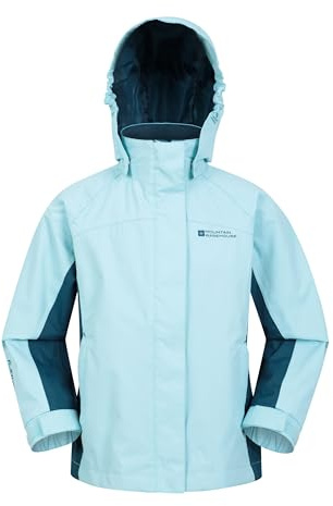 Mountain Warehouse Shelly II Kinderjacke - Wasserfest, versiegelte Nähte, Regenjacke mit verstellbare Bündchen, Taschen, Jungen und Mädchen - Frühling, Sommer Türkis (02) Kinder 116 EU (5-6 Jahre)