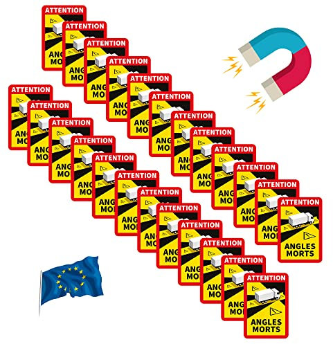 PRINT.GG Toter Winkel Aufkleber Frankreich - Angles Morts Magnet Wohnmobil und Bus - magnetschild Auto 17 x 25 cm - Wohnmobil Aufkleber Warntafel - LKW Wohnmobil und Bus Magnetschilder Auto