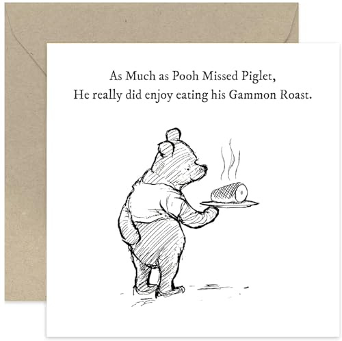 Funny Birthday Cards for Men and Women - Funny Winnie Pooh Roast Ham Gammon Joint Birthday Card for Dad, Brother, Son, Uncle, Sister, Friend - Funny Bear Birthday Gift for Him or Her | Blank Inside