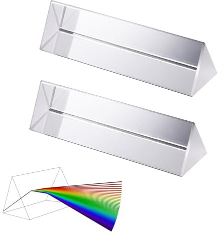 Tokaneit Dreiecksprisma,Prisma zum Unterrichten,Glas Prisma Spektrometer,Kristall Prisma Dreieck,Prisma Lichtbrechung,Optik Kristall Glas Dreieckig Prisma,Kristallprisma für Kinder 2 Stück