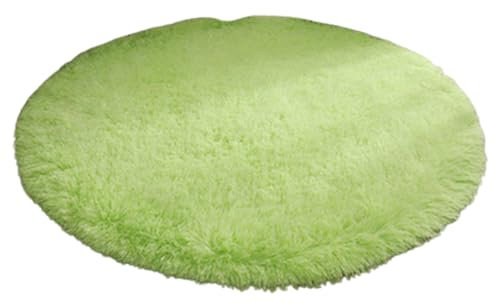 Smbcgdm Kinderzimmerteppich, sicherer Kinderteppich, superweich, luxuriös, rund, flauschig, rutschfeste Unterseite, bequemer Plüsch, 80 cm, einfarbig, für Schlafzimmer, Kinderzimmer, Hellgrün, 80 cm
