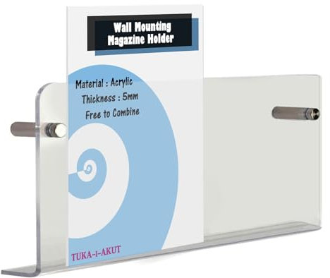 TUKA-i-AKUT 60cm Länge Wand Prospekthalter Acryl Extra Stark, Zeitschriftenhalter Wandregale für Zeitschriften Zeitungen Prospekte Broschür Bücher Wandhalter Transparent TKD8256-60cm-1x