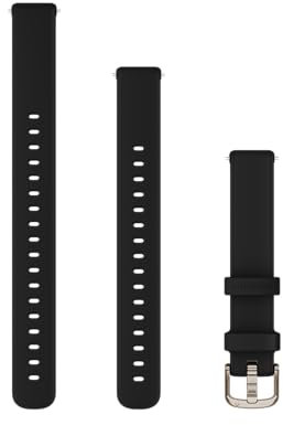 Garmin Lily® 2 Band, schwarzes Silikon mit cremegoldenen Beschlägen, Schwarzes Silikon mit cremefarbenen goldfarbenen Beschlägen, Modern