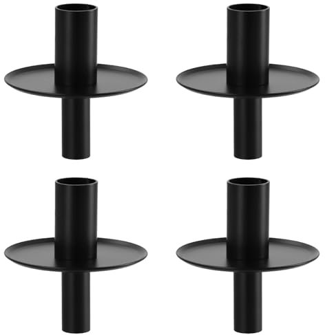 Azonelife 4 Pcs Metal Bottle Candle Holders, Black Retro Iron Wine Bottle Candlestick Holders for Taper Candles, Ideal for Decoration