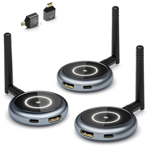 AIMIBO Émetteur HDMI sans Fil 1080p 60Hz - Kit avec 1 Émetteur + 2 Récepteurs (Extensible à 6) - Transmission Vidéo jusqu'à 50m - Compatible PC Portable, Appareil Photo, TV, Projecteur, Moniteur
