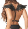 PIIKNUO Damen Punk Leder Harness Damen Gothic Körper Punk Harness für Frauen Damen Punk Gothic Clubwear Fetisch Erotik Sexy Kleidung Cosplay Party Rave Halloween Kostüm mit Engelsflügel (Schwarz)