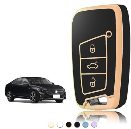 TOOMUME Coque Clé, Etui Cles Étui Clés Adapté pour VW Volkswagen Passat B8 Golf 7 Tiguan T-Cross Polo CC Seat Leon Ibiza Skoda Superb Kodiaq, Couvre Clef Cache Cle Voiture Telécommande - Smart Key