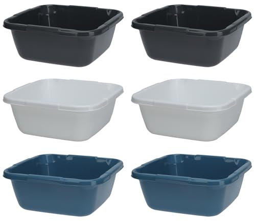 6X Spülschüssel Kunststoff Eckig 6 Liter Waschschüssel Spüle Camping Schüssel Abwaschschüssel