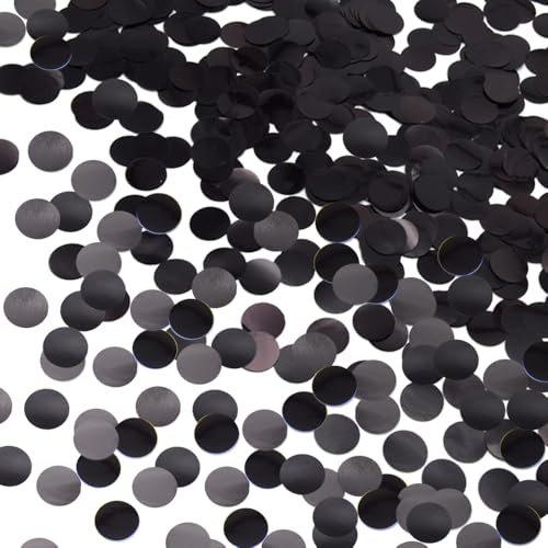 Ruidee 50g/1.76oz Konfetti aus Metallfolie 15mm Rund Papier Konfetti Glitzer Streudeko Dekoration Tischkonfetti Deko für Ballon,Hochzeiten,Geburtstagen (YZX/Black)