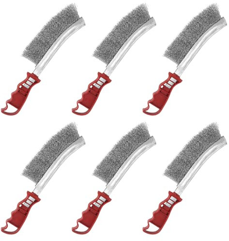 JIEHIN 6 Stück Edelstahl Bürste, 240 x 47mm Edelstahl Drahtbürste, Edelstahlbürsten, Drahtbürste Set, Stahlbürste für Reinigung von Rost Schweißschlacken