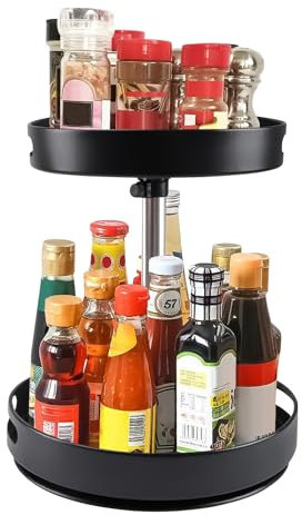 Gachiwar 2 Tier Lazy Susan Turntable Organizer, 12'' Rotating Spice Rack Organization Seasoning Rack Condiment Organizer for Cabinet, Kitchen, Pantry, Countertop