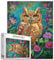 Tucocoo Brown Owl Jigsaw Puzzle 1000 Pieces Puzzles for Adults, Wild Flowers Leaf Animals Art Jigsaw Puzzles for Challenging Family Activity Games Colorful DIY Handwork Puzzle for Home Decor Gifts